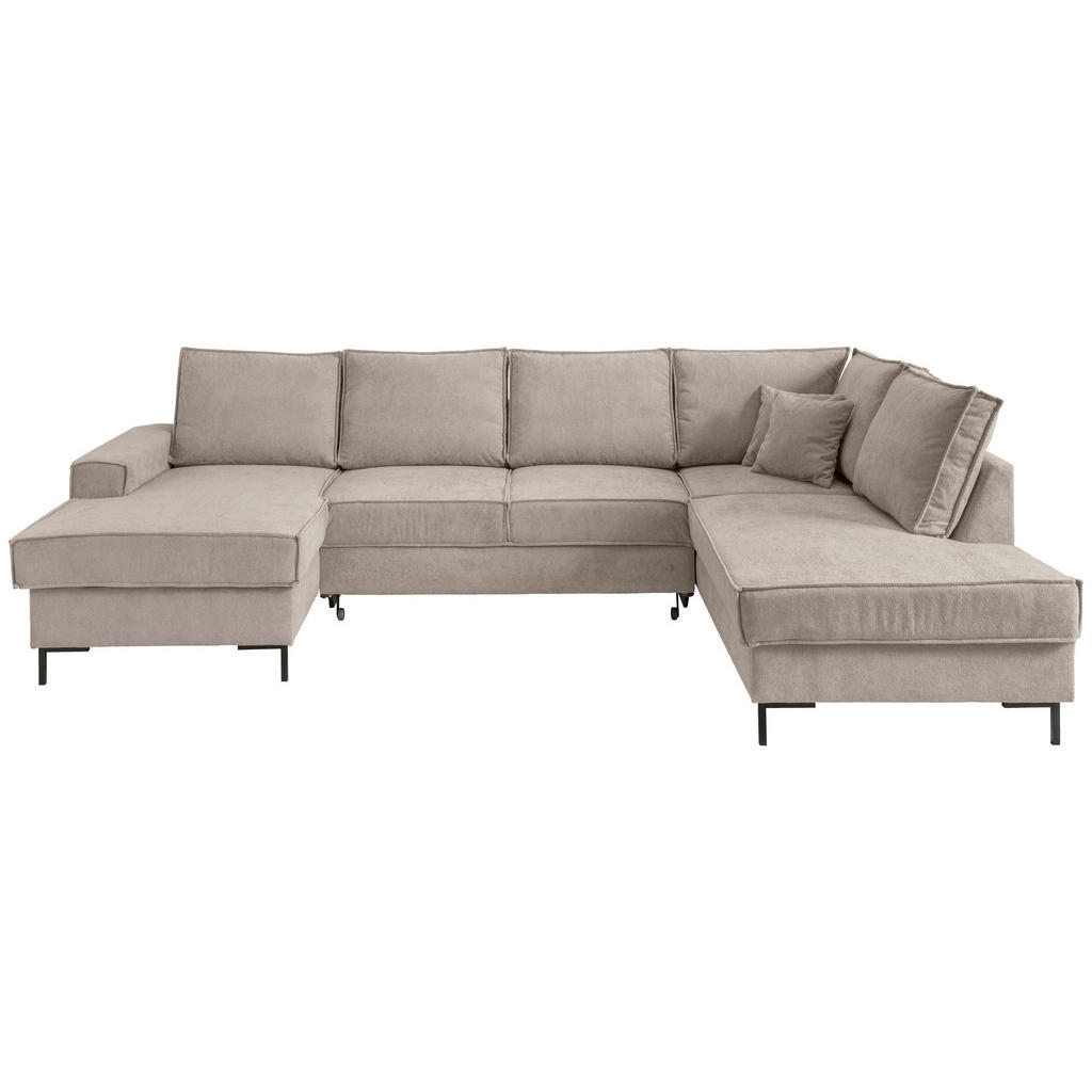 Thumbnail - Mid.you Wohnlandschaft, Taupe, Textil, Uni, 6-Sitzer, Füllung: Schaumstoff, U-Form, Ottomane rechts, 309x198 cm, Made in...