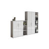 AKTENSCHRANK Grau, Weiß Hochglanz  - Weiß Hochglanz/Grau, MODERN, Holzwerkstoff (257/186/33cm) - MID.YOU