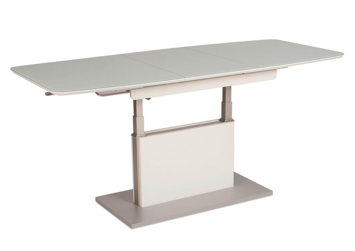 COUCHTISCH ESG 120-160/70/55-74 cm rechteckig Weiß  - Weiß, Design, Glas/Holzwerkstoff (120-160/70/55-74cm) - Venda