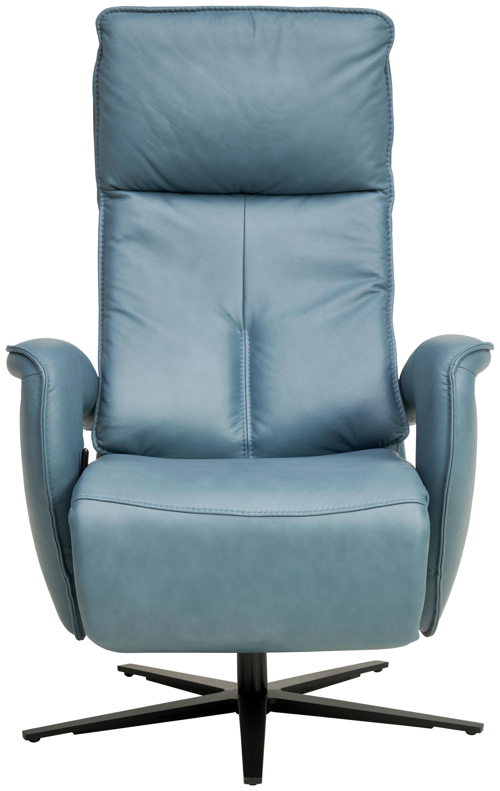 RELAXSESSEL in Leder Blau  - Blau/Schwarz, Design, Leder/Metall (77/119/87cm) - Valdera