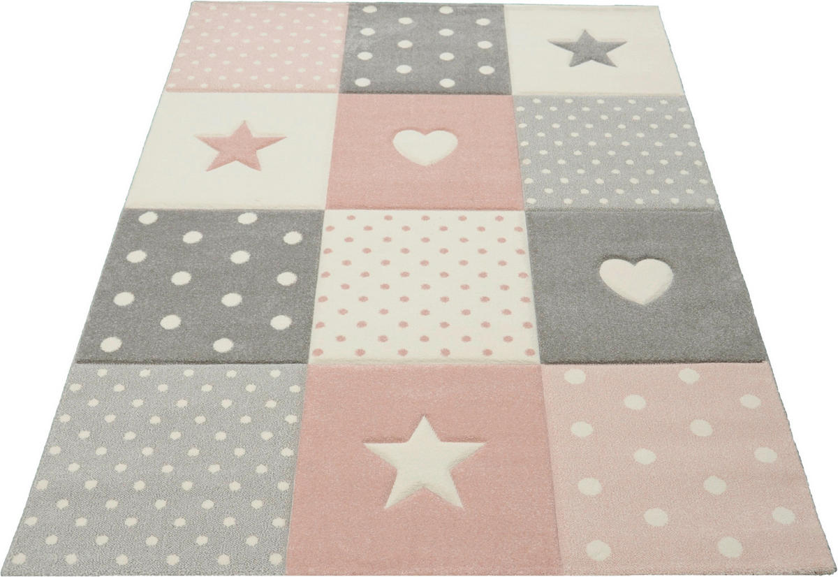 KINDERTEPPICH 140/200 cm Pastel Kids  - Hellrosa/Grau, Basics, Textil (140/200cm)
