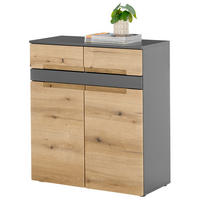 OMARA ZA ČEVLJE antracit, barve hrasta - črna/barve hrasta, Design, umetna masa/leseni material (80/86/38cm) - MID.YOU