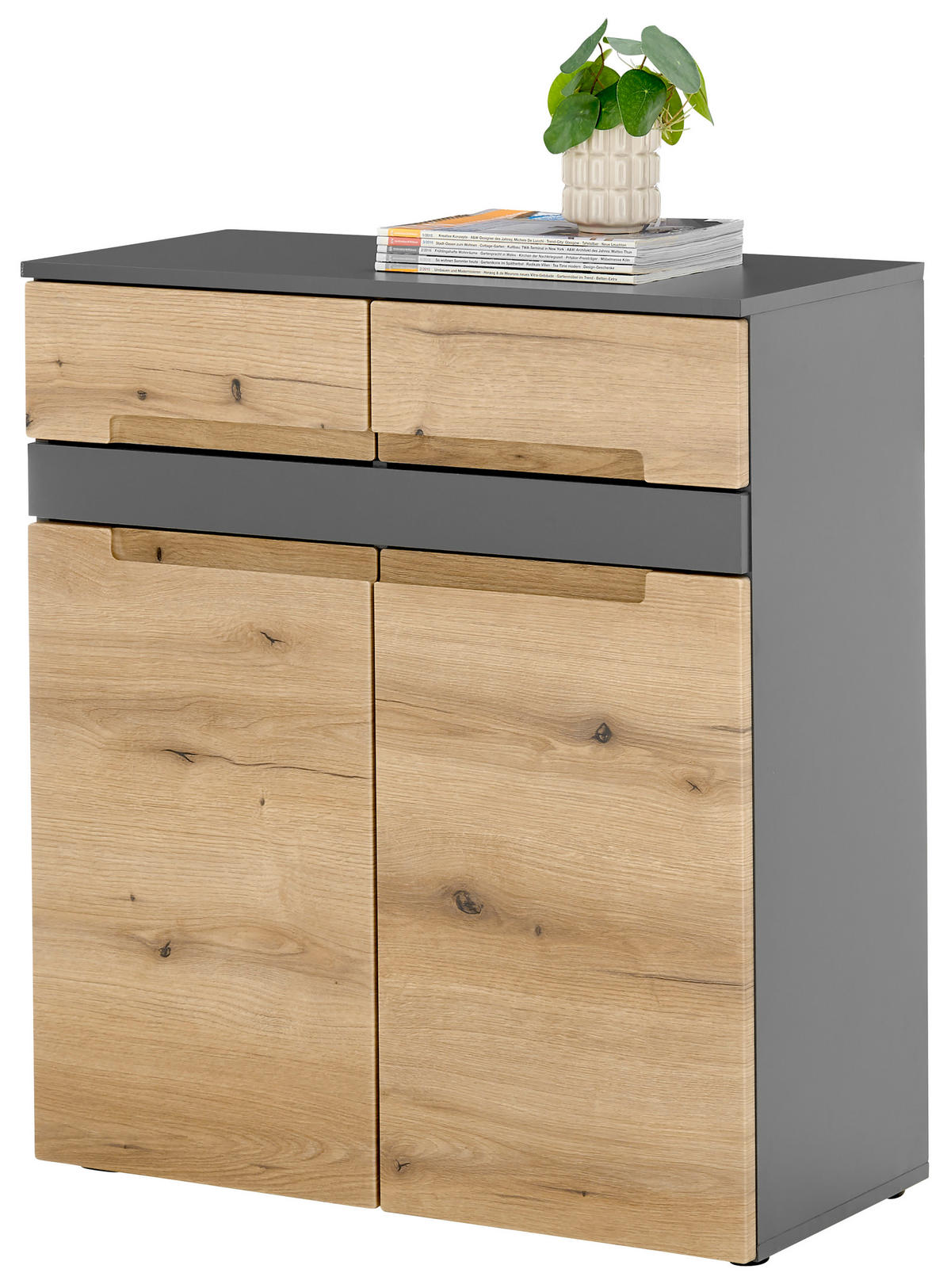 OMARA ZA ČEVLJE antracit, barve hrasta - črna/barve hrasta, Design, umetna masa/leseni material (80/86/38cm) - MID.YOU