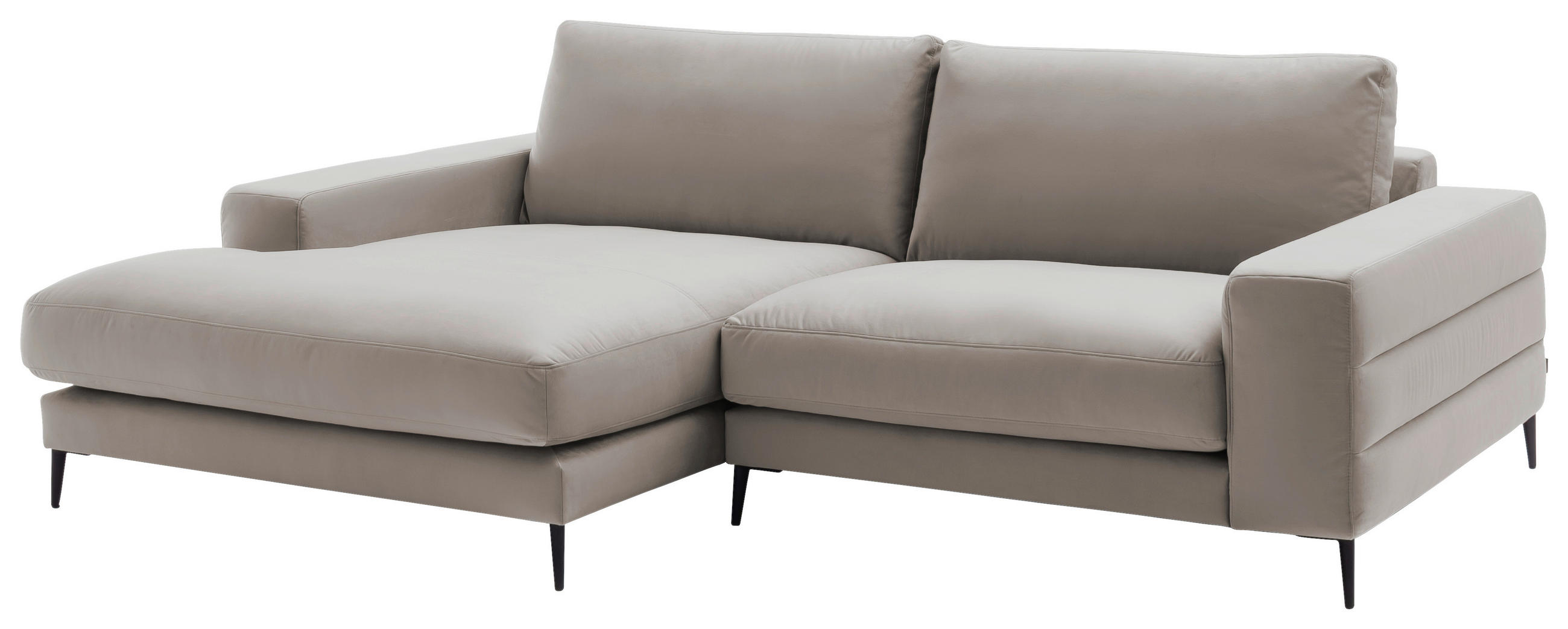 ECKSOFA  in Velours Silberfarben  177/253 cm  - Silberfarben/Schwarz, Design, Textil/Metall (177/253cm) - Dieter Knoll