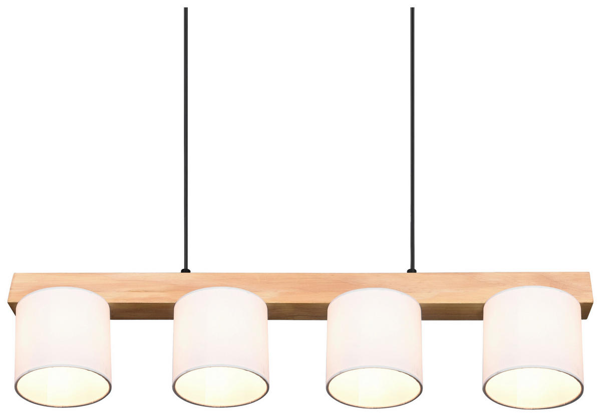HÄNGELEUCHTE  75/150/12 cm   - Weiss/Braun, Design, Holz/Textil (75/150/12cm) - P & B