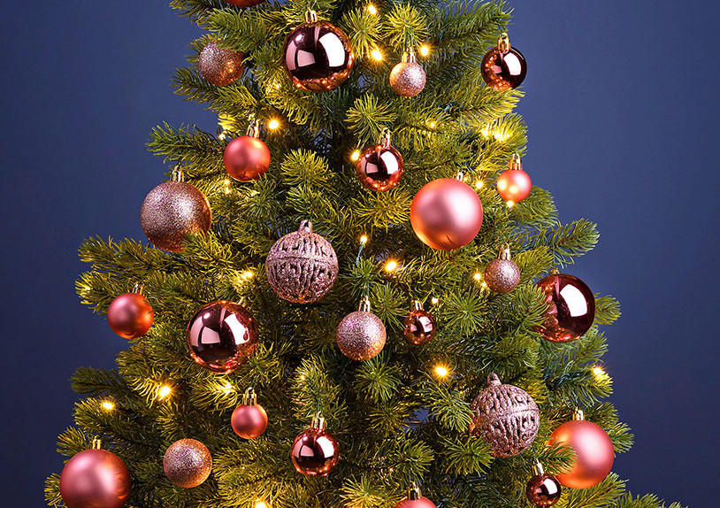 CHRISTBAUMKUGEL-SET 100-teilig  - Pink/Rosa, Design, Kunststoff
