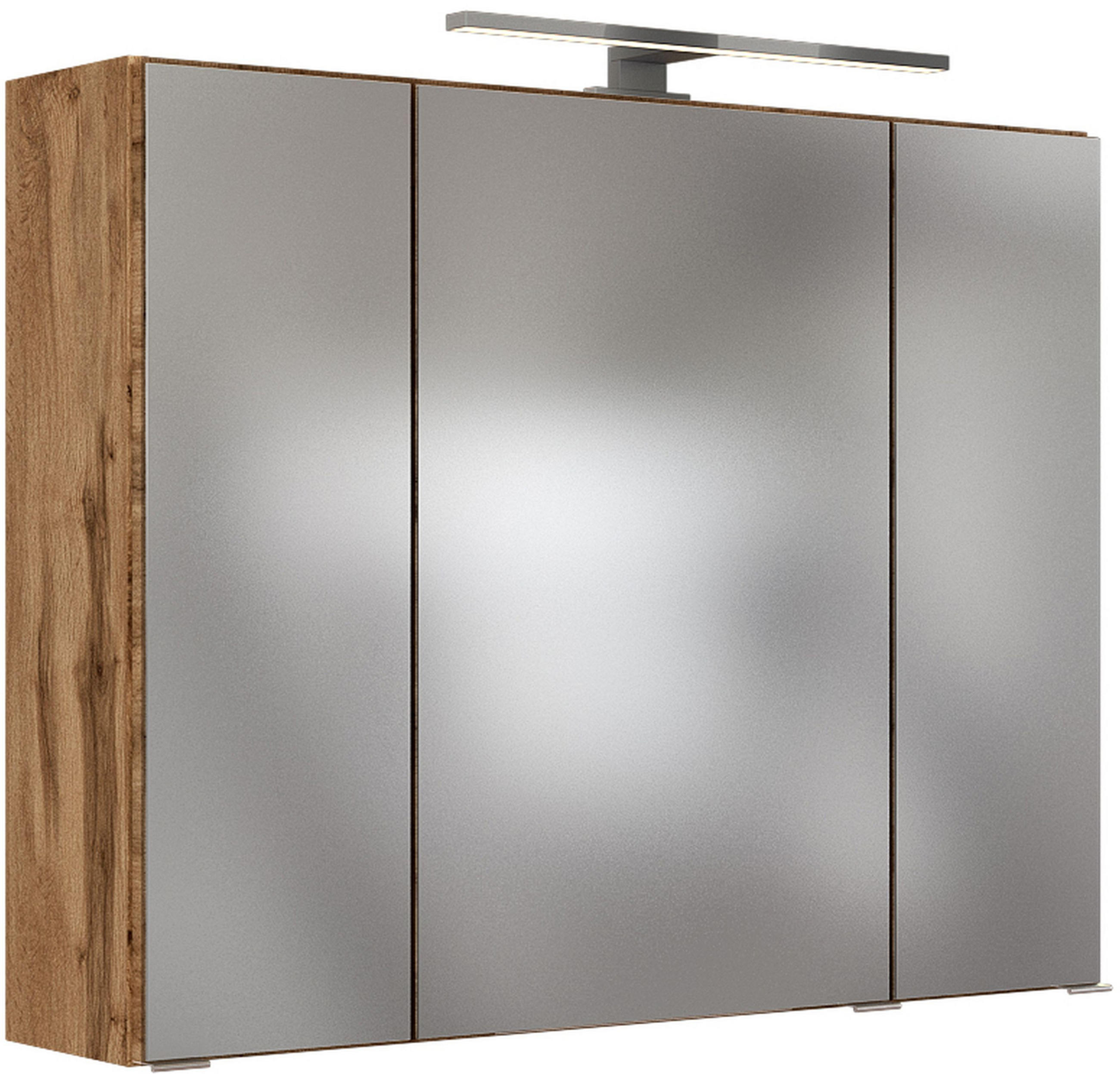 SPIEGELSCHRANK 80/66/20 cm  - Chromfarben/Eiche Wotan, Design, Glas/Holzwerkstoff (80/66/20cm) - Held