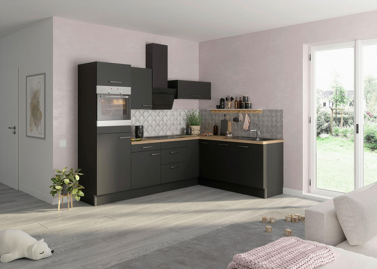 GERÄTEUMBAUSCHRANK 60/211,8/58,1 cm  in Anthrazit  - Edelstahlfarben/Anthrazit, Basics, Holzwerkstoff/Metall (60/211,8/58,1cm) - Optifit