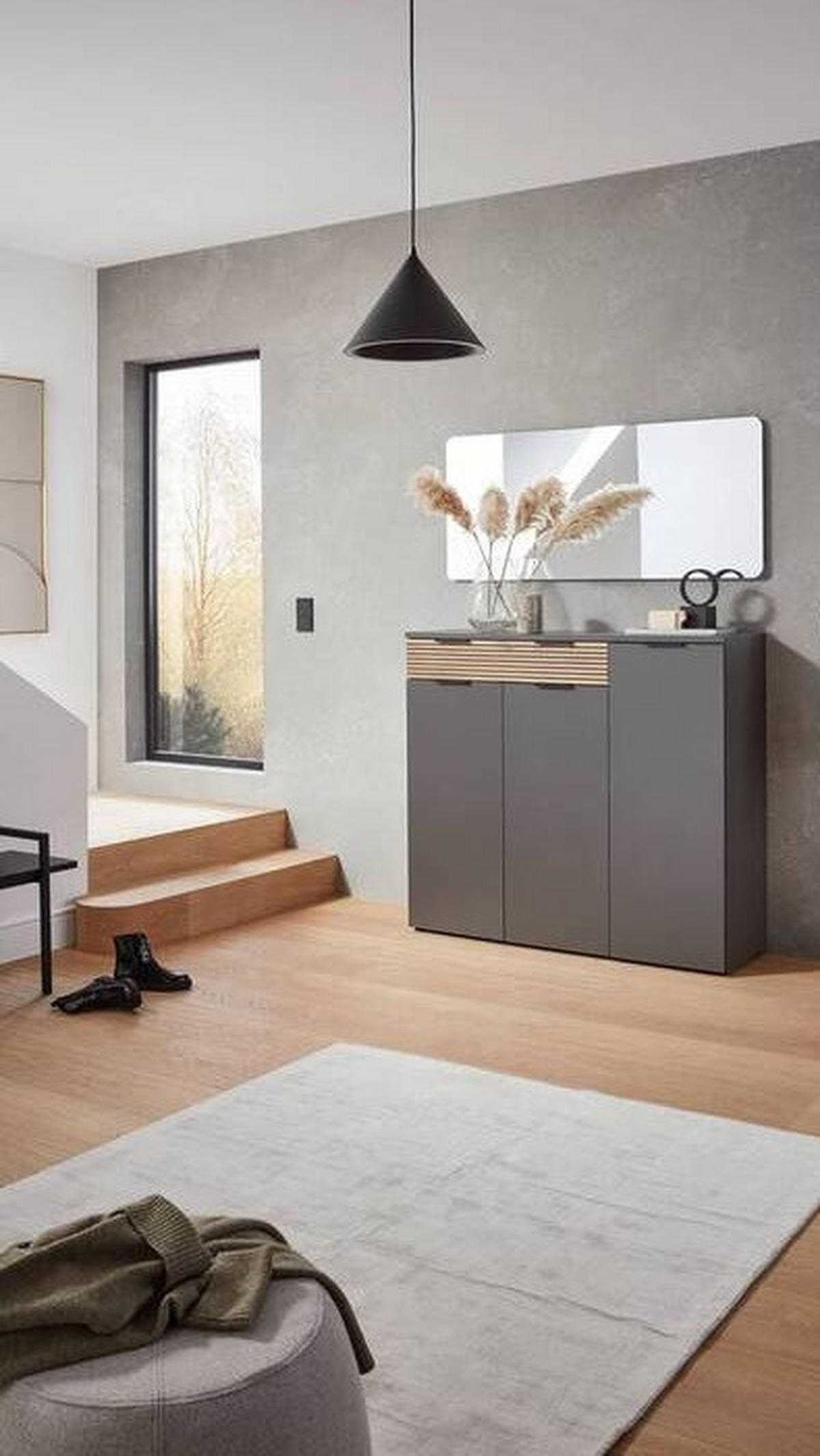 GARDEROBE 2-teilig  in 135/199/40 cm  - Eichefarben/Graphitfarben, Design, Holzwerkstoff (135/199/40cm) - Voleo