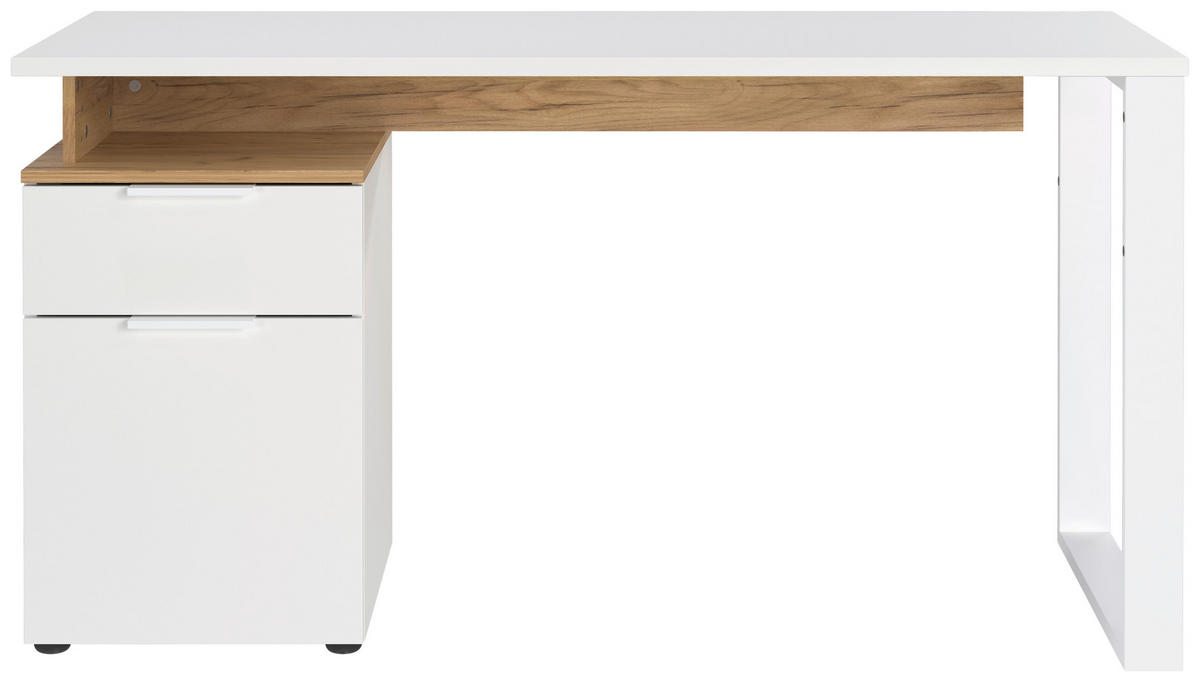 SCHREIBTISCH 140/61/74 cm  in Eichefarben, Weiß  - Eichefarben/Weiß, MODERN, Holzwerkstoff/Metall (140/61/74cm) - Germania