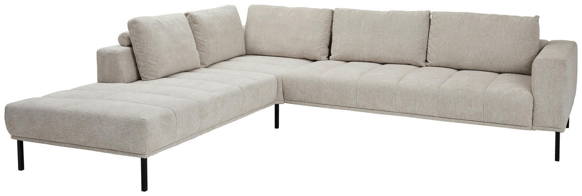 ECKSOFA in Flachgewebe Creme  270/308 cm  - Creme/Schwarz, Design, Textil/Metall (270/308cm) - Pure Home Lifestyle