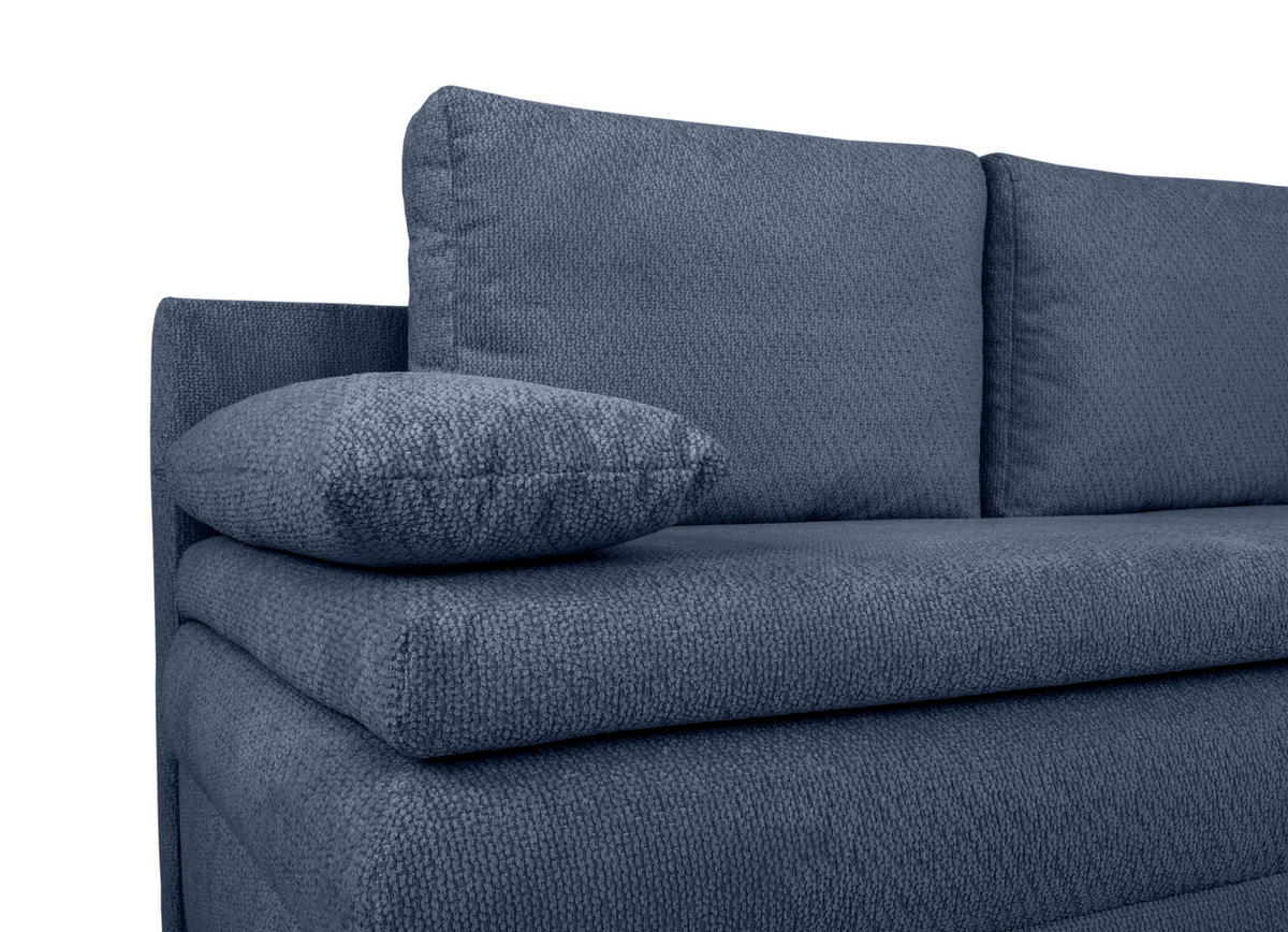 SCHLAFSOFA  mit Liegefunktion, Schlafen auf Sitzhöhe, Rücken echt Struktur Dunkelblau  - Schwarz/Dunkelblau, KONVENTIONELL, Kunststoff/Textil (195/93/83cm) - Carryhome