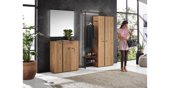 WANDGARDEROBE - Eichefarben/Anthrazit, Natur, Holz/Metall (28,8/210,3/38,4cm) - Valnatura