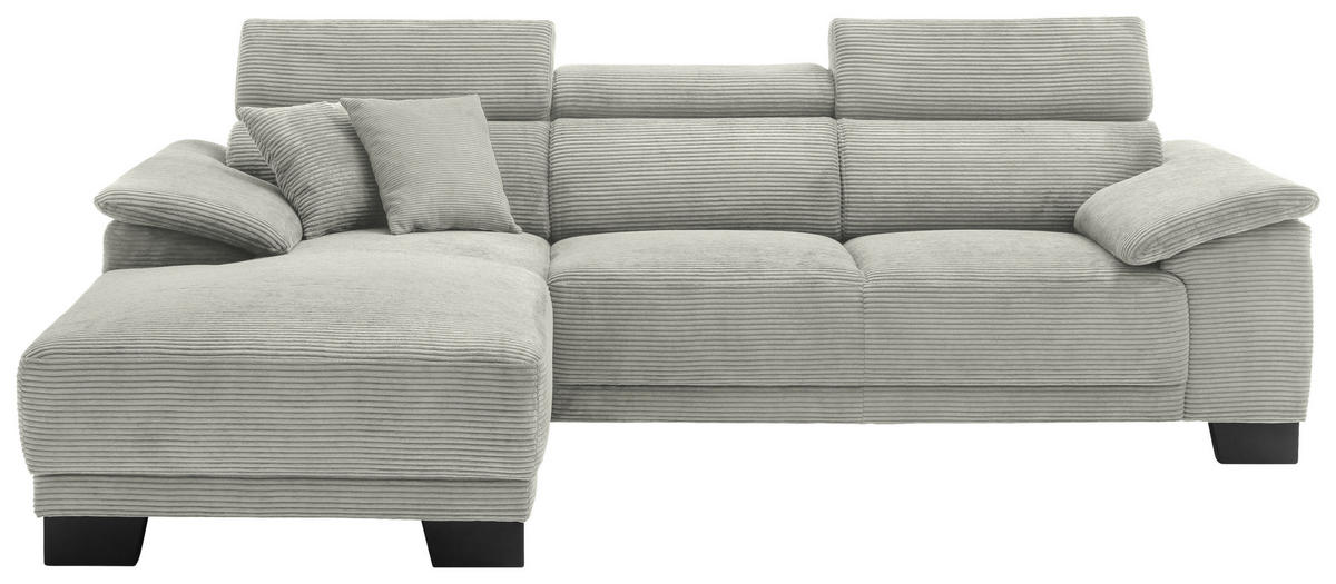 ECKSOFA in Cord Graubraun  174/270 cm  - Graubraun/Schwarz, Design, Holz/Textil (174/270cm) - Pure Home Lifestyle
