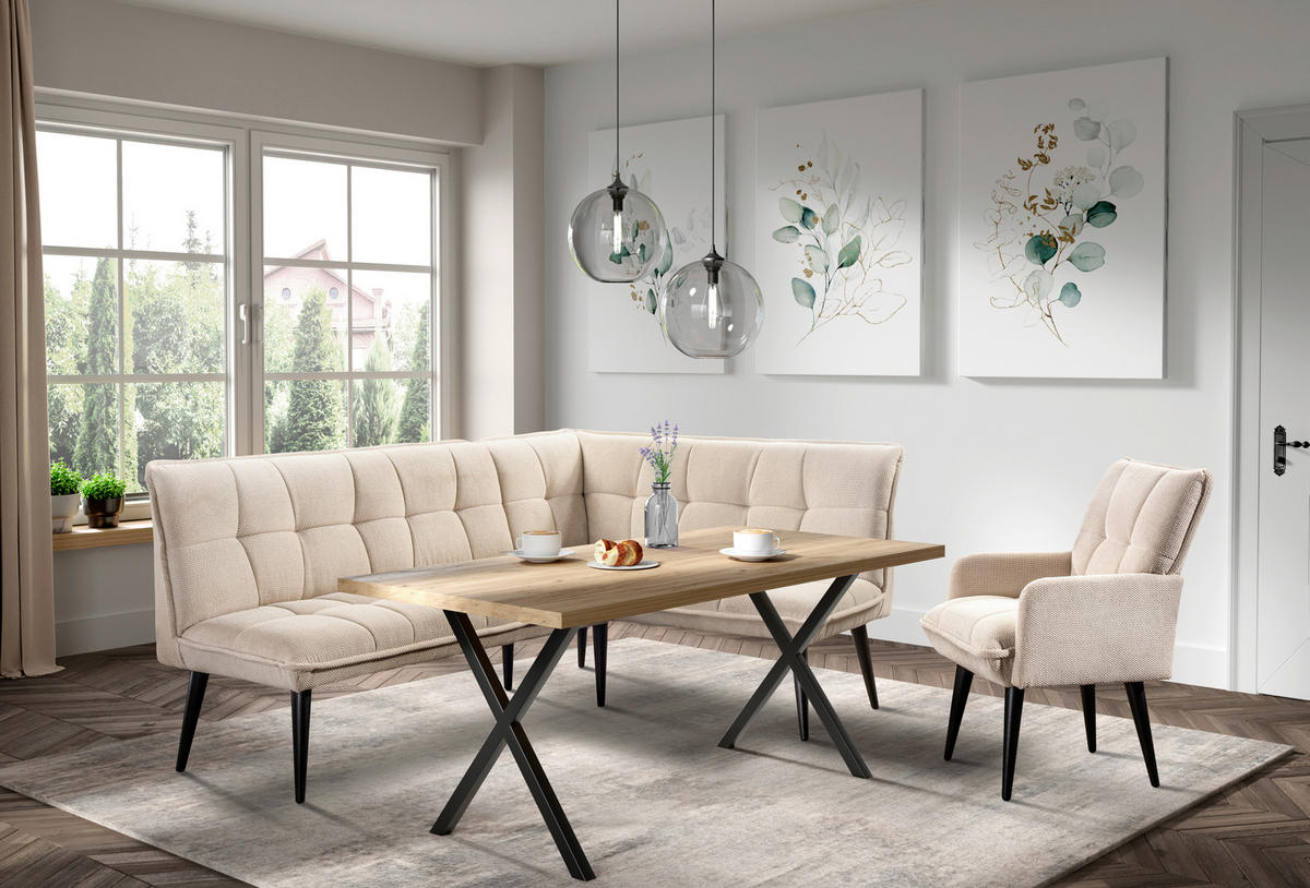 STOLICA S NASLONOM ZA RUKE  bež  drvo, tekstil, drvni materijal      - bež/crna, Moderno, drvni materijal/drvo (75/93/57cm) - Livetastic