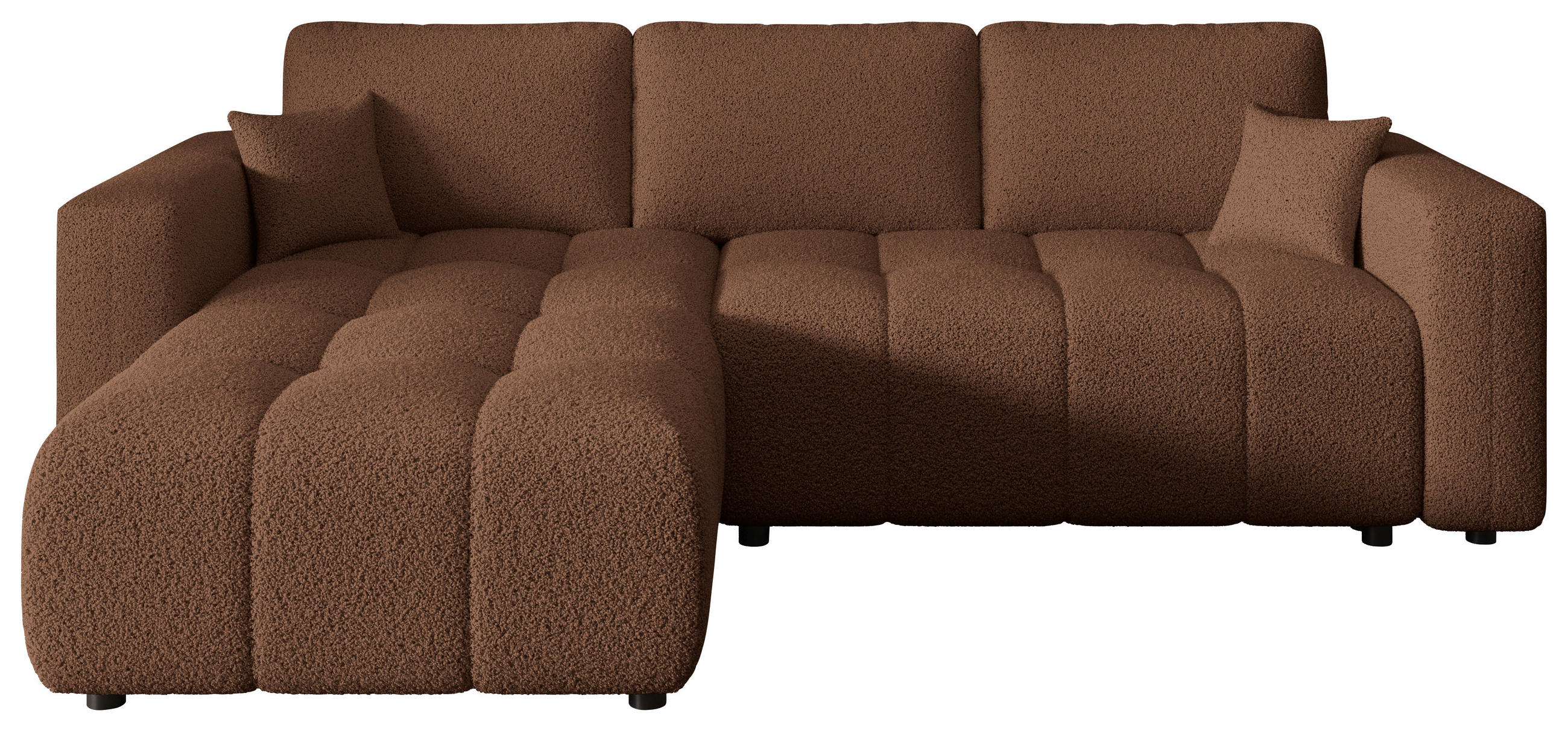 ECKSOFA Rostfarben Bouclé Zierkissen, Rückenkissen, Bettkasten, Schlaffunktion, Rücken echt, Liegefläche im Originalstoff  - Rostfarben/Schwarz, MODERN, Kunststoff/Textil (190/280cm) - Carryhome