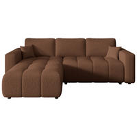 ECKSOFA Rostfarben Bouclé Zierkissen, Rückenkissen, Bettkasten, Schlaffunktion, Rücken echt, Liegefläche im Originalstoff  - Rostfarben/Schwarz, MODERN, Kunststoff/Textil (190/280cm) - Carryhome
