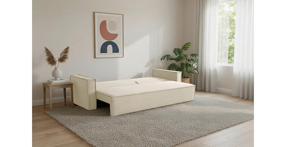 SCHLAFSOFA  mit Rücken echt, Armteil links, Armteil rechts Cord Creme  - Creme/Schwarz, Design, Textil (232/85/92cm) - Xora