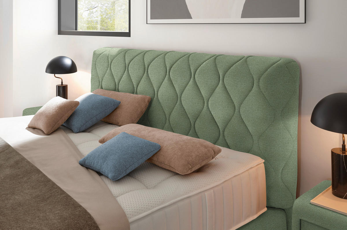 BOXSPRINGBETT 180/200 cm  in Mintgrün  - Schwarz/Mintgrün, Design, Kunststoff/Textil (180/200cm) - Johann Jakob