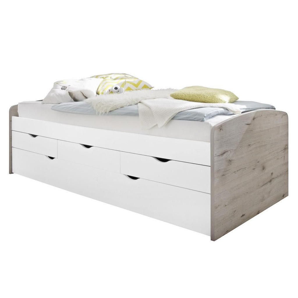 Carryhome VÝSUVNÁ POSTEL, 90-180/200 cm přírodní barvy, bílá