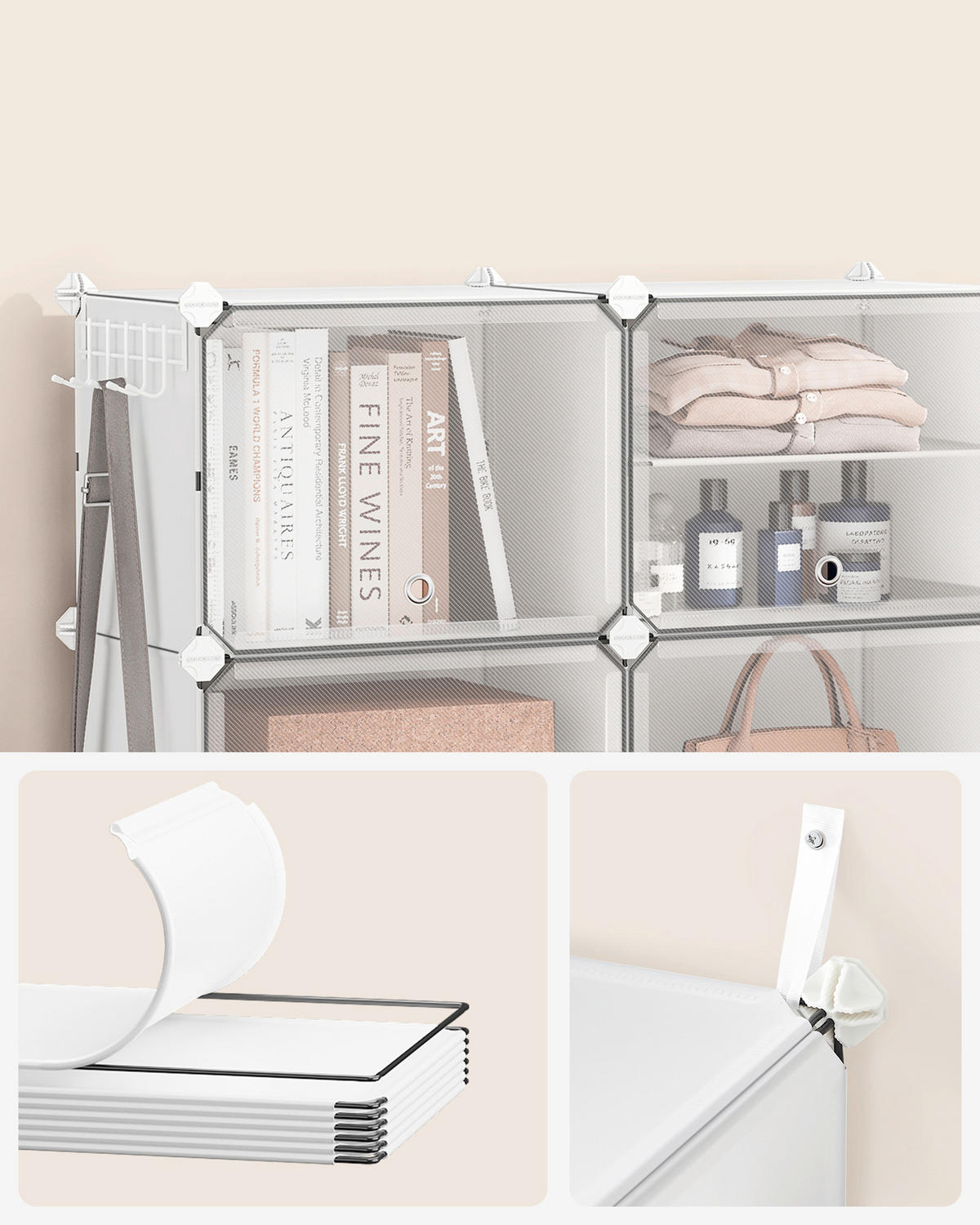 SCHUHREGAL Weiß, Transparent  - Transparent/Weiß, Trend, Kunststoff/Metall (124,4/124,6/32cm) - Boxxx