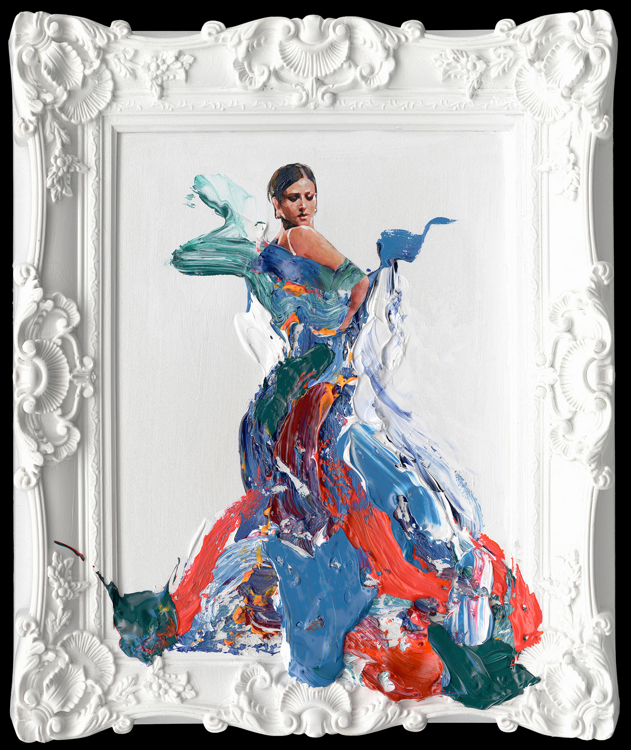 OLJNA SLIKA  60/70 cm   - modra/rdeča, Trend, papir/umetna masa (60/70cm) - Monee