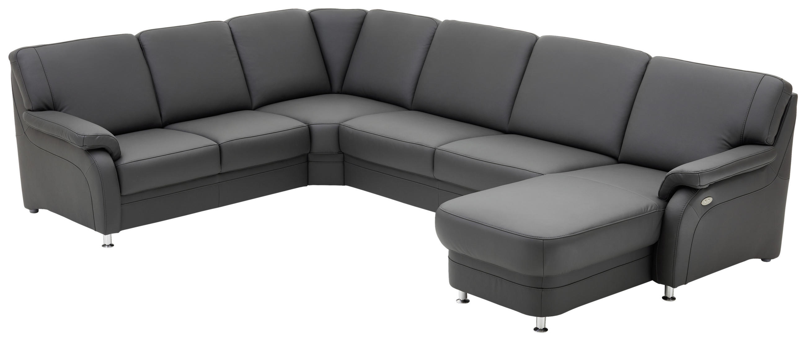 WOHNLANDSCHAFT Anthrazit Echtleder  - Anthrazit/Alufarben, KONVENTIONELL, Leder/Metall (239/329/165cm) - Beldomo Premium