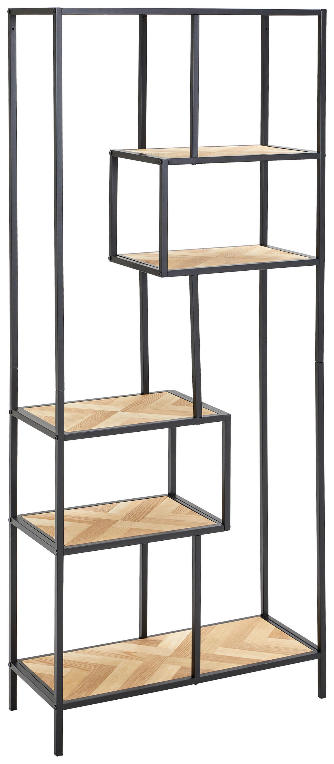 REGAL 70/171/30 cm Naturfarben, Schwarz - Schwarz/Naturfarben, Design, Holz/Holzwerkstoff (70/171/30cm) - MID.YOU