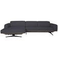 ECKSOFA Dunkelblau Struktur  - Eichefarben/Schwarz, Design, Holz/Textil (163/305cm) - Novel