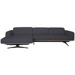 ECKSOFA in Struktur Dunkelblau  - Eichefarben/Schwarz, Design, Holz/Textil (163/305cm) - Novel