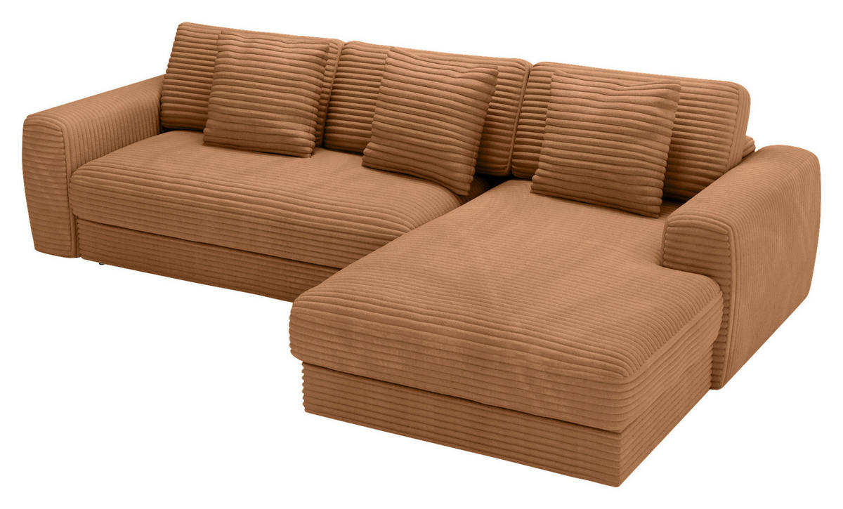 ECKSOFA in Cord Rostfarben  - Rostfarben/Schwarz, Modern, Kunststoff/Textil (302/182cm) - Carryhome