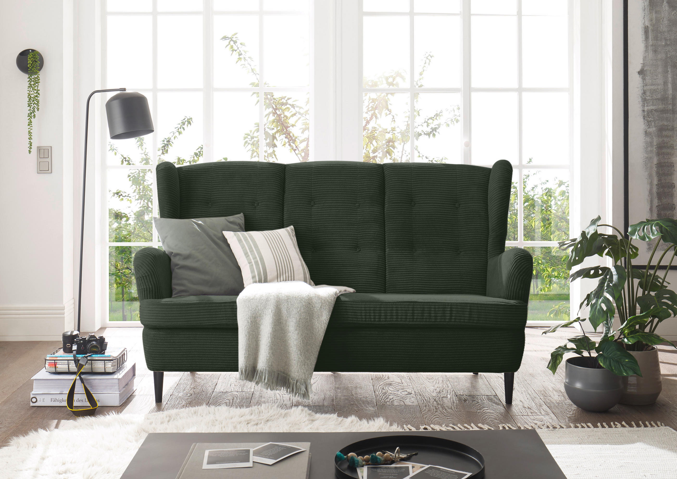 SOFFA i textil mörkgrön  - svart/mörkgrön, Klassisk, trä/textil (176/103/98cm) - MID.YOU