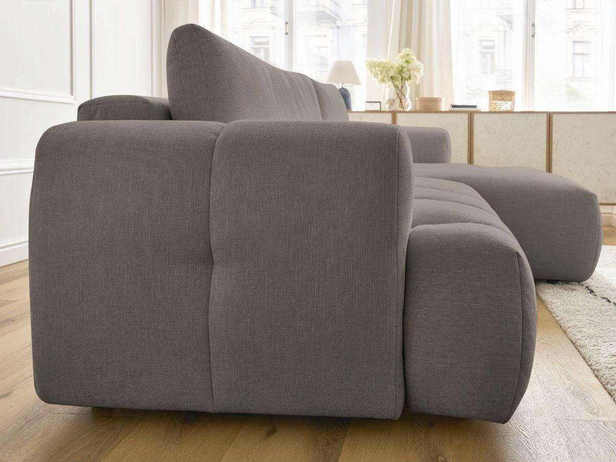 ECKSCHLAFSOFA FUJI Leinenoptik Taupe  inkl.  - Taupe/Schwarz, MODERN, Kunststoff/Textil (292/160cm)