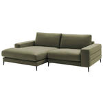 ECKSOFA in Velours Olivgrün  177/253 cm  - Schwarz/Olivgrün, Design, Textil/Metall (177/253cm) - Dieter Knoll