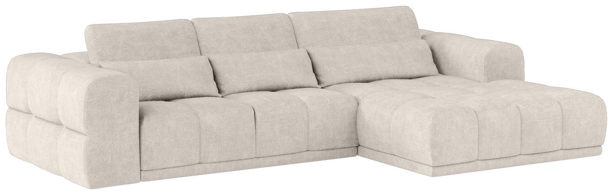 HÖRNSOFFA i chenille sandfärgad  - sandfärgad/svart, Klassisk, textil/plast (290/203cm) - MID.YOU