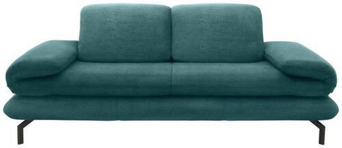 ZWEISITZER-SOFA mit Funktionen in Webstoff Petrol  - Petrol/Schwarz, Design, Textil/Metall (204 (264)/83 (110)/98cm) - LOOKS by W.Joop