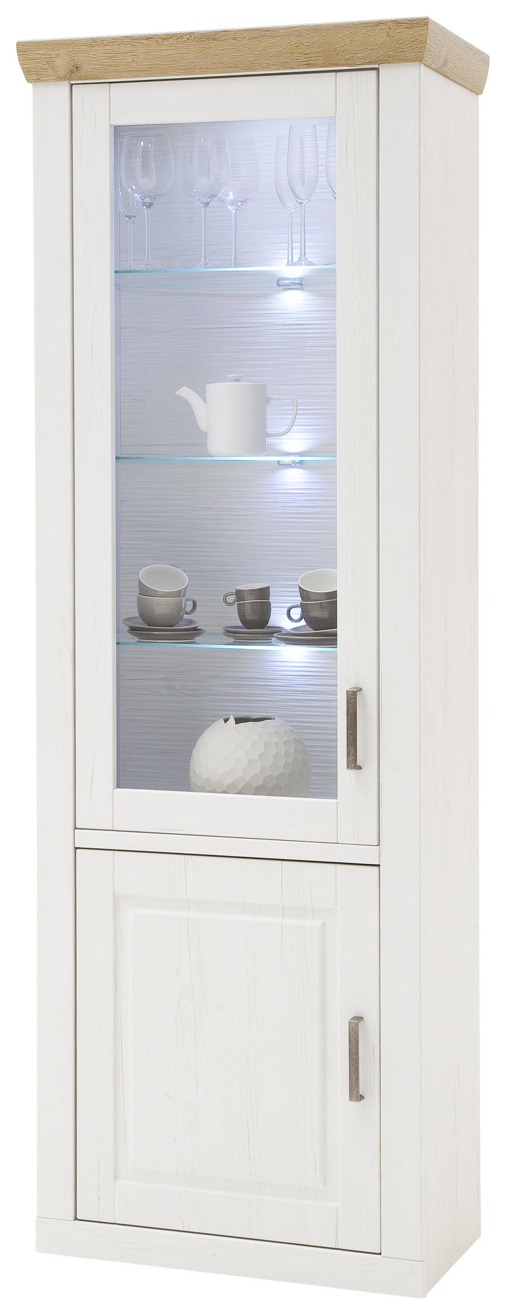 VITRINE in Eichefarben, Pinienfarben  - Eichefarben/Schwarz, LIFESTYLE, Glas/Holzwerkstoff (73/210/40cm) - Landscape