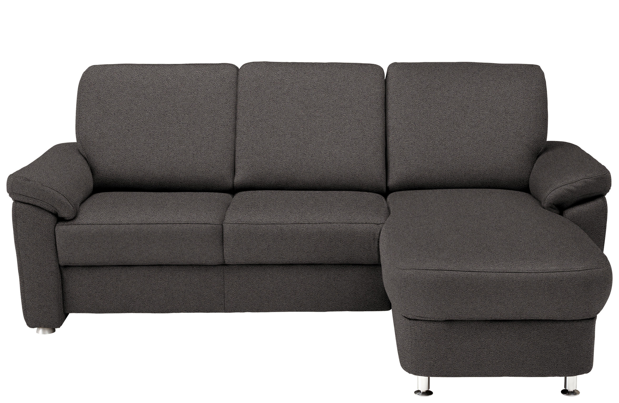 ECKSOFA in Flachgewebe Dunkelgrau  - Chromfarben/Dunkelgrau, Konventionell, Textil/Metall (250/163cm) - Beldomo System