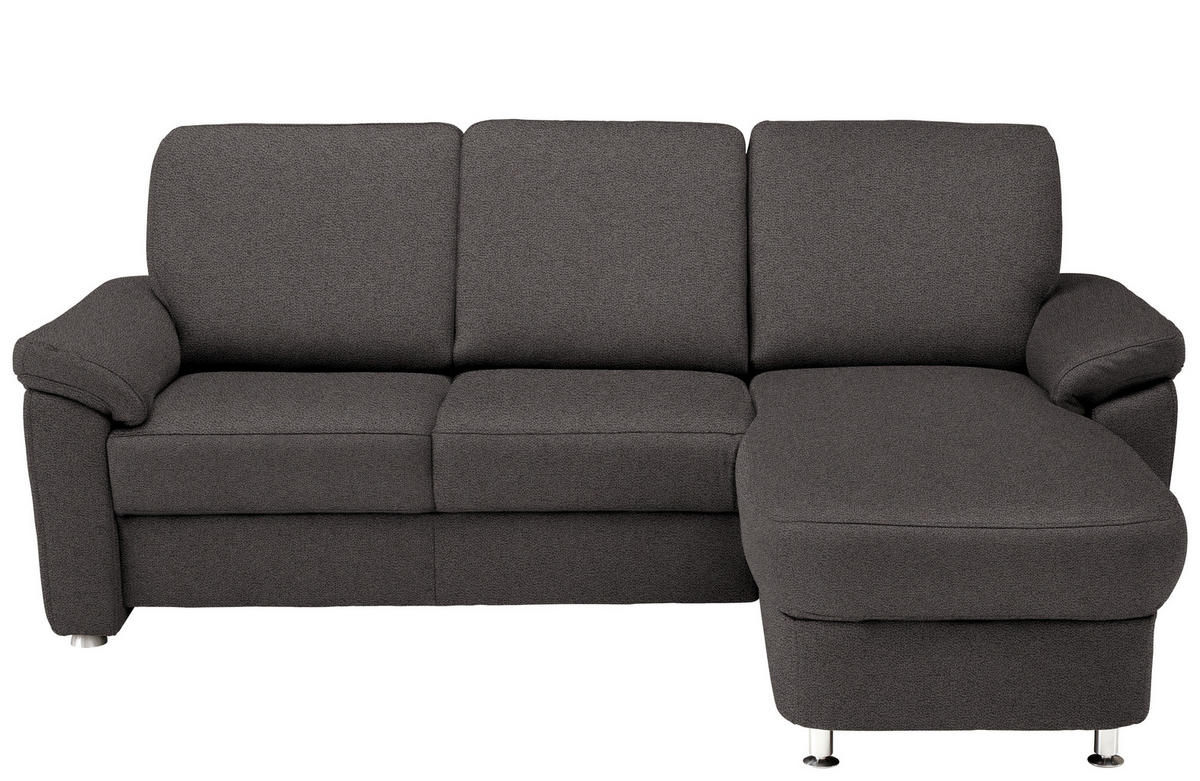 ECKSOFA in Flachgewebe Dunkelgrau  - Chromfarben/Dunkelgrau, Konventionell, Textil/Metall (250/163cm) - Beldomo System