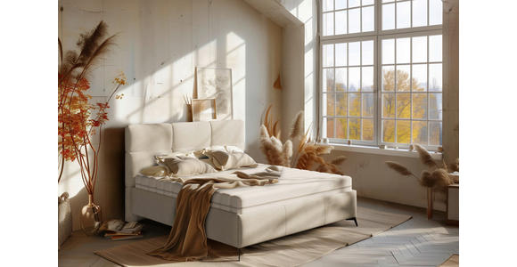 POLSTERBETT gepolstertes Kopfteil, Lattenrost Creme 180/200 cm  - Creme/Schwarz, MODERN, Holz/Textil (180/200cm) - Carryhome