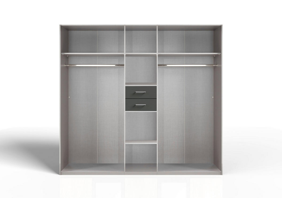 KLEIDERSCHRANK 225/208/58 cm,  in Weiß, 6 Tür(en)  - Schwarz/Weiß, MODERN, Glas/Holz (225/208/58cm) - P & B