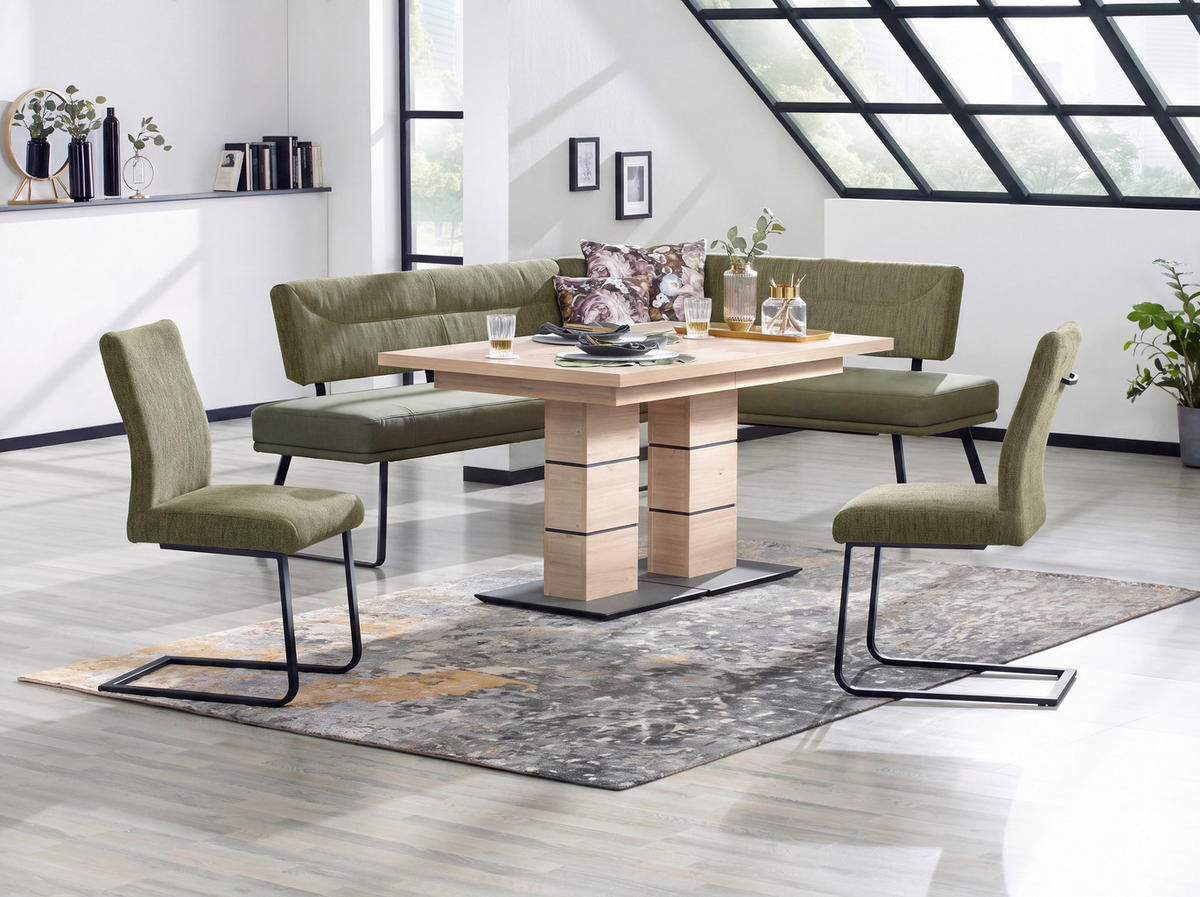 ESSTISCH 140-220/90/75 cm Nachbildung  Holzwerkstoff ausziehbar rechteckig Schwarz, Eichefarben  - Eichefarben/Schwarz, Design, Holzwerkstoff (140-220/90/75cm) - Dieter Knoll