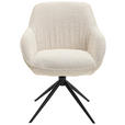 ARMLEHNSTUHL  Sitzfläche 360° drehbar, automatische Rückholfunktion Leinenoptik  - Beige/Schwarz, Design, Textil/Metall (64/84/61cm) - Novel