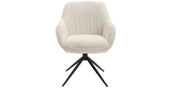 ARMLEHNSTUHL  Sitzfläche 360° drehbar, automatische Rückholfunktion Leinenoptik  - Beige/Schwarz, Design, Textil/Metall (64/84/61cm) - Novel
