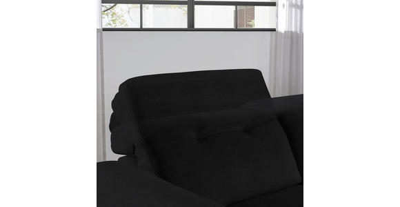 ECKSOFA in Echtleder Schwarz 305/163 cm - Eichefarben/Schwarz, Design, Leder/Holz (305/163cm) - Novel