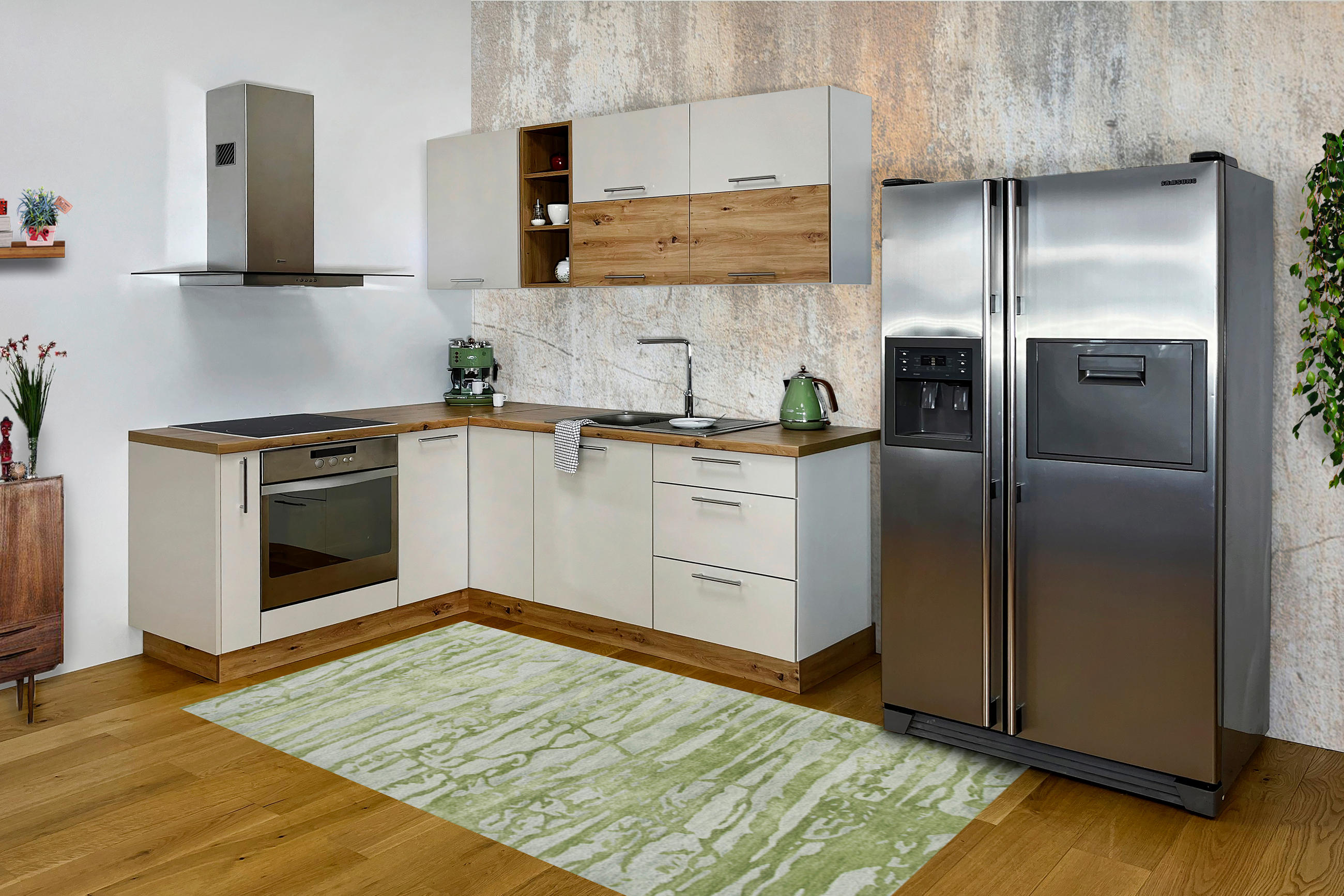 KÜCHENLEERBLOCK  172/157 cm  in Weiß, Sandfarben  - Sandfarben/Grau Hochglanz, Basics, Holzwerkstoff/Metall (172/157cm)