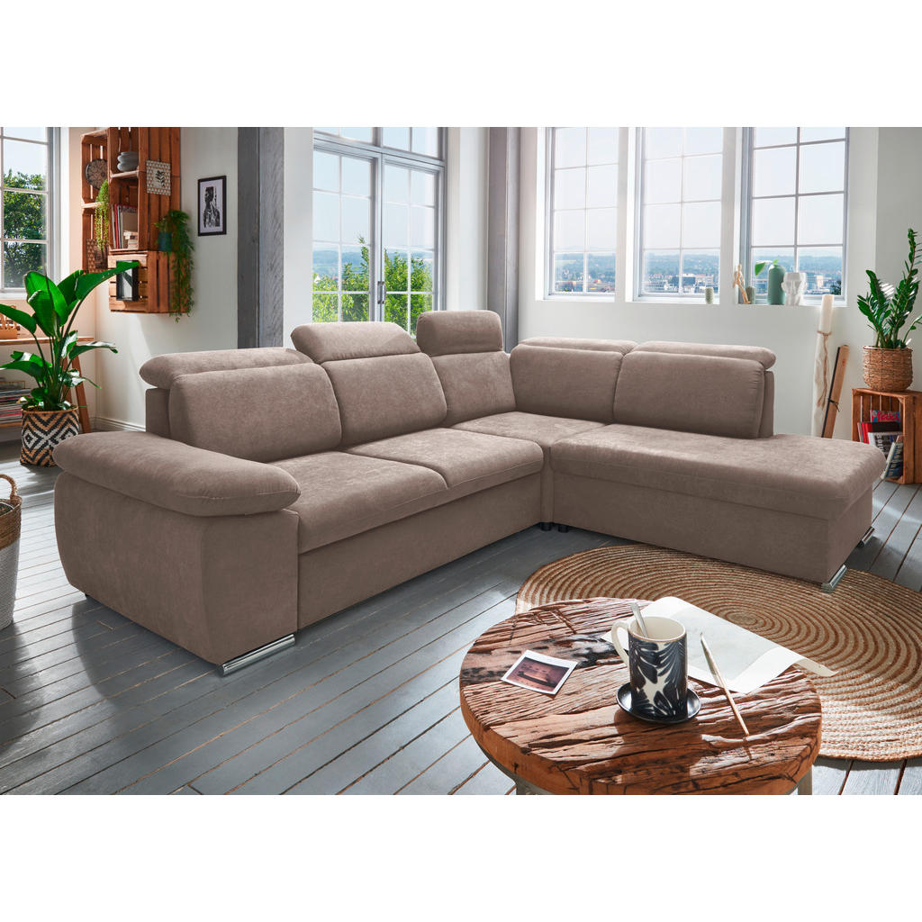 Thumbnail - Livetastic Ecksofa, Taupe, Textil, 5-Sitzer, Ottomane rechts, 283x228 cm, seitenverkehrt erhältlich, Schlafen auf Sitzhö...