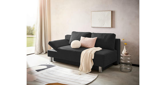 SCHLAFSOFA Flachgewebe Schwarz  - Chromfarben/Schwarz, Design, Holz/Textil (205/77-93/99cm) - Novel