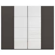 SCHWEBETÜRENSCHRANK 271/235/68 cm 4-türig Graphitfarben, Weiß  - Chromfarben/Graphitfarben, KONVENTIONELL, Glas/Holzwerkstoff (271/235/68cm) - Novel