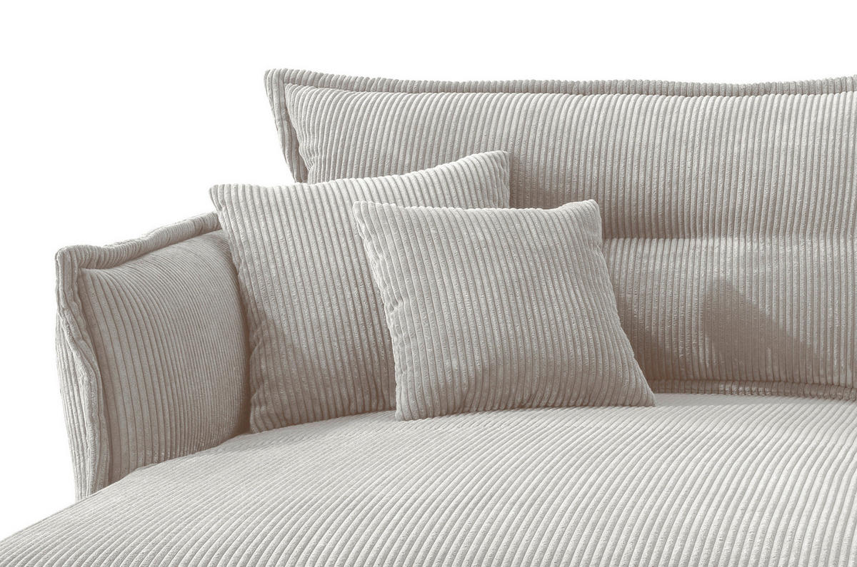 ECKSOFA Silberfarben Cord  - Silberfarben/Schwarz, MODERN, Textil/Metall (180/255cm) - Livetastic